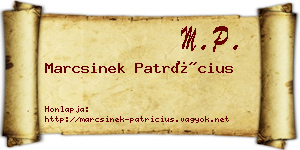 Marcsinek Patrícius névjegykártya